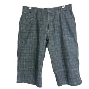 Point Zero Utility Shorts Size 36 x 16.5 Gray Plaid Cotton Pockets Casual